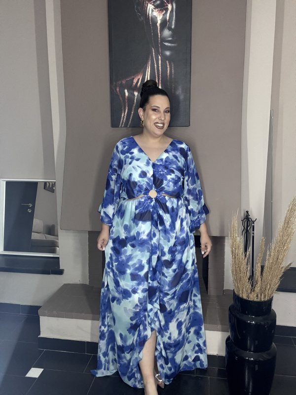 FLORAL ΜΠΛΕ MAXI ΦΟΡΕΜΑ ΜΕ ΣΧΕΔΙΟ - Image 2