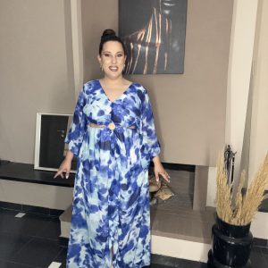 FLORAL ΜΠΛΕ MAXI ΦΟΡΕΜΑ ΜΕ ΣΧΕΔΙΟ